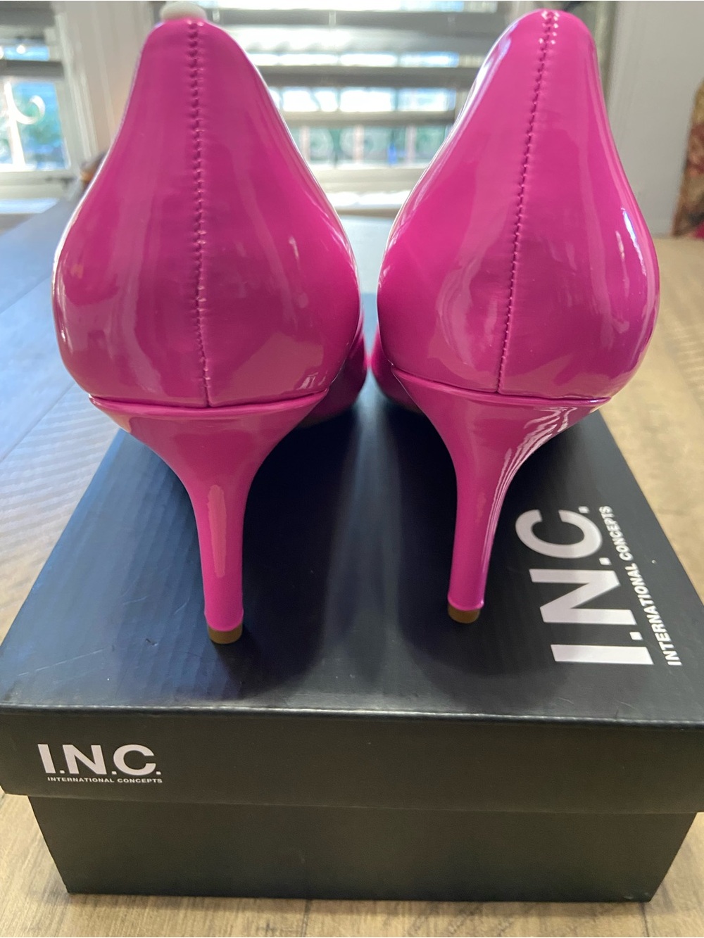 INC International Concepts Hot Pink Patent Pointed-Toe Kitten Heels